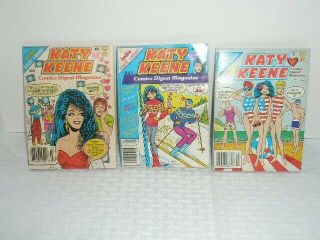 3 Vintage Katy Keene Comic Digest Magazines 1988 /1989