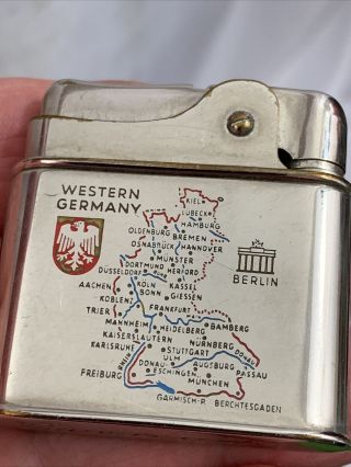 Vintage Eveready Pocket Lighter - Map Of Western Germany