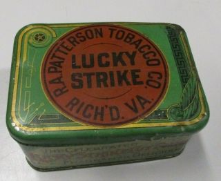 Lucky Strike Green Cut Plug Tobacco Tin - Rich’d Va - R.  A.  Patterson Co.  8 Oz.