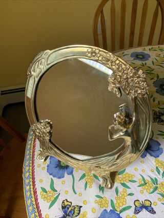 Vintage Art Deco Style Brass Vanity Table Mirror