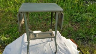 Vintage Toledo Guild Gray Typewriter Table Drop Leaf Metal Rolling Stand Casters