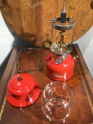 Vtg 3 - 1961 Model 200a Red Coleman Lantern And Red Coleman Globe
