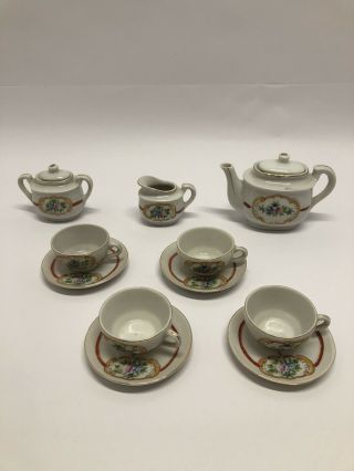 Vintage Occupied Japan Tea Set,  4 Cups & Saucers,  1 Mini Teapot,  2 Pourers,