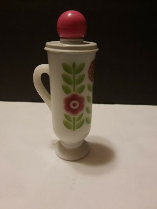 Vintage Avon Dutch Treat Demi - Cup Milk Glass Cream Lotion Decanter - Full