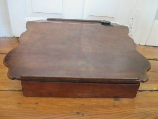 Antique 19th Century Wood Lap Desk Writing Box With Inkwell