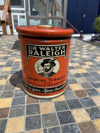 Antique Vintage Sir Walter Raleigh Tobacco Can
