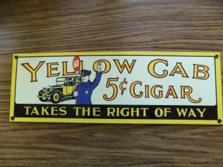 Ande Rooney Yellow Cab 5cent Cigar Tobacco Porcelain Metal Sign - Cave Man Stuff