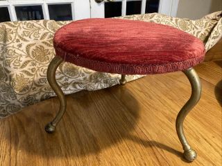 Antique Footstool With Brass Legs