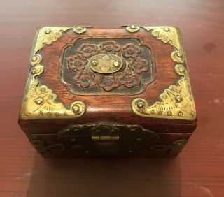 Vintage Brass And Wood Treasure Or Trinket Box.