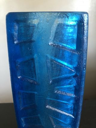 Vintage Mid Century Modern Sascha Brastoff Blue Resin Vase Candle Holder SIGNED 3