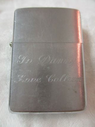 Vintage Zippo Lighter 5 Barrel 16 Hole Brushed Steel Mono To Danny Love Colleen