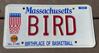 Vintage Massachusetts Bird License Plate Boston Celtics Larry 33 Basketball Hof