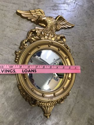 Vintage SYROCO Gold Eagle Federal Convex Port Hole Round Bubble Mirror 4410 16” 3