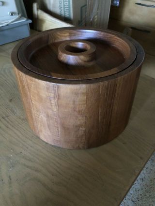 Dansk Ihq Ice Bucket Teak Wood Staved Covered Insulated Quistgaard Vintage Mcm