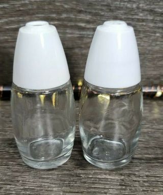Vintage Gemco Salt Pepper Shakers - Clear Glass - White Tops.