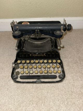 Vintage Corona 3 Folding Typewriter 1917 W/ Case -