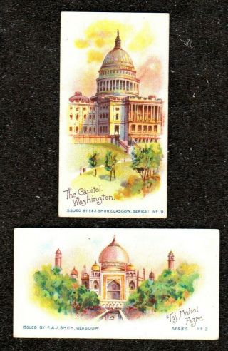 2 X 1904 F & J Smith A Tour Round The World [script Back] Cigarette Cards Exc,