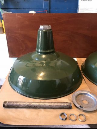2 Vintage 16” Green Porcelain 1930 