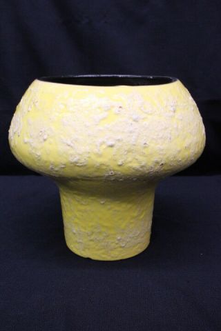 Vintage Mid - Century Modern Yellow Textured Ceramic 11 " Cachepot Flower Planter 2