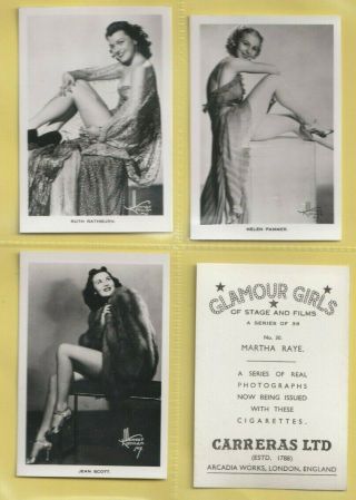 Carreras Cig.  Cards 1939 Set Xf36 Glamour Girls Of Stage & Film.  Beauties (f37)