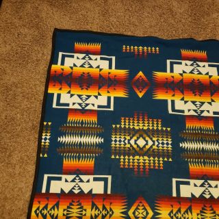 Pendleton Beaver State Wool Blend Blanket Chief Joseph Indian Design 63X75” Vtg 2