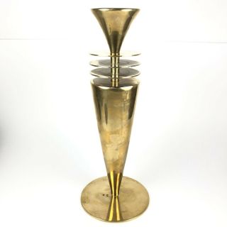 Mid Century Modern Art Deco Hollywood Regency Vintage Brass Candle Holder Mcm