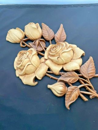 Vintage Syroco Roses Flower Wall Hanging Plaque A - 4460 Usa
