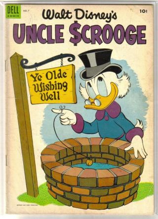 Uncle Scrooge 7 Ye Olde Wishing Well Walt Disney Dell Comic Book G/vg