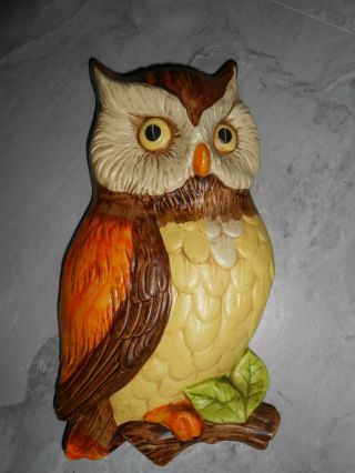 Vintage Ceramic Lefton Owl - Hanging Wall Plaque,  Japan