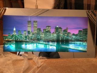 York Skyline Pre 9/11 - Light Up Picture With Silver Framing 39”x19”