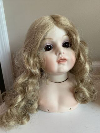 Antique Porcelain French Bru Jne 13 Blonde Hair Brown Eyed Doll Head