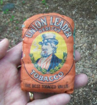 Antique Union Leader (Uncle Sam) Smoking Tobacco Cloth Pouch (empty - no tobacco) 2