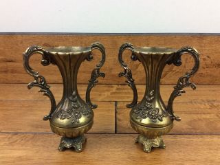 Vintage Metal Pedestal Bud Vases Made In Italy 5 Inch