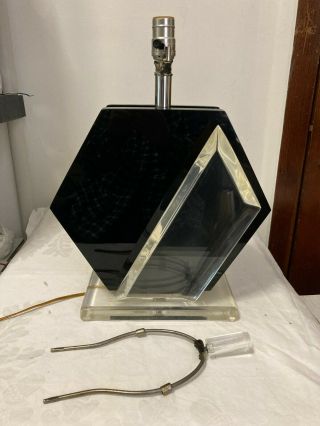 Van Teal - Lucite Table Lamp Mid Century Modern Mcm Black & Clear - Sculpture