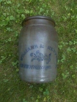 Antique Williams And Reppert Greensboro Pa Stoneware Jar Crock