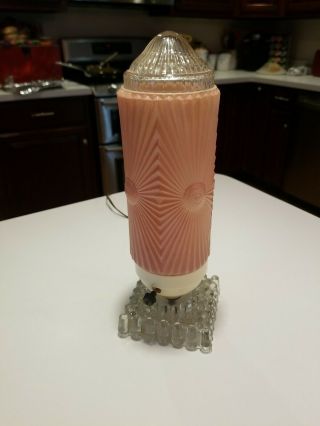 Vintage Art Deco Pink Skyscraper / Torpedo Glass Shade Table Lamp 12 "