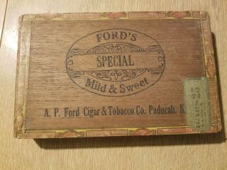 Vintage Wood Advertising Cigar Tobacco Box A.  P.  Ford 
