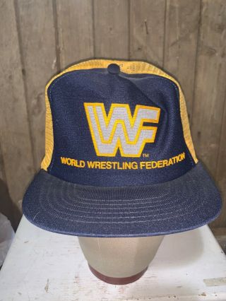 Vintage Very Rare 80s/90s Wwf Wrestling Blue Trucker Snapback Hat Cap Retro