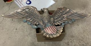 Vintage Syroco American Eagle Shield Usa Flag Gold 46” Wall Plaque