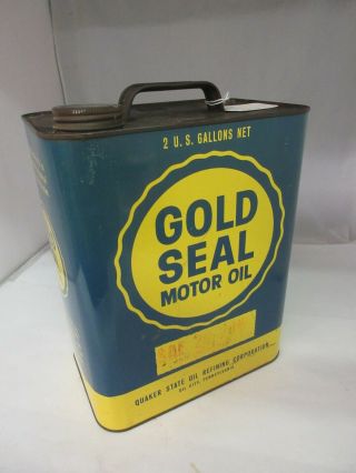 Vintage Advertising Gold Seal Motor Oil 2 Gallon Can Tin Garage Shop A - 493