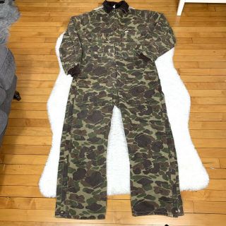Vintage Carhartt Quilt Lined Winter Coverall 42 Regular Duck Canvas Camo Hunting
