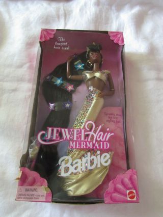 Vtg 1995 Jewel Hair Mermaid Barbie African American Mattel Doll 14587 Nrfb Toy