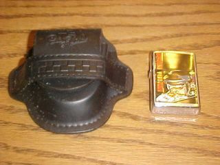 Dale Earnhardt Sr Zippo Lighter Dated D - Xiv With Earnhardt Leather Belt Pouch
