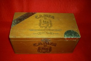 Vintage Campa Wood Wooden Cigar Box Hand Made Interlocked Corners Latched