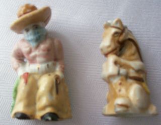Vintage Cowboy And Horse Salt And Pepper Shakers,  Made In Japan,  3 1/2 " Tall