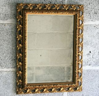 Vintage Wall Mirror In Ornate Carved Wood Gilded Frame 17 " X13.  3 " Home Decor
