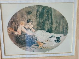 Louis Icart Vintage Prints Lithographs 4 Framed Woman/dove/secrets/nest/kittens