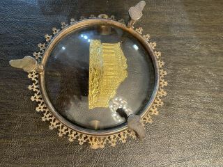 Vintage Victorian Style Brass And Glass Ashtray Very Collectible