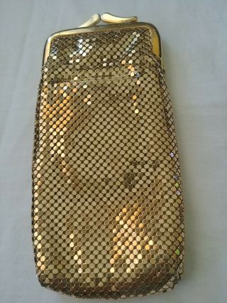 Vintage Whiting And Davis Gold Luxury Mesh Sequin Cigarette Case Pouch