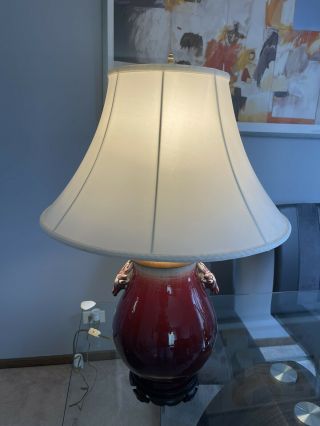 Vintage - Large Sang De Boeuf Style Oxblood Glazed Porcelain Lamp Large